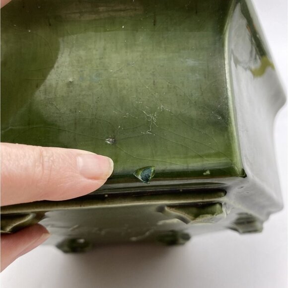 Vintage MCM Hager Planter Pot #4003 Hexagon Shaped Green Art Pottery *chip - Picture 8 of 12